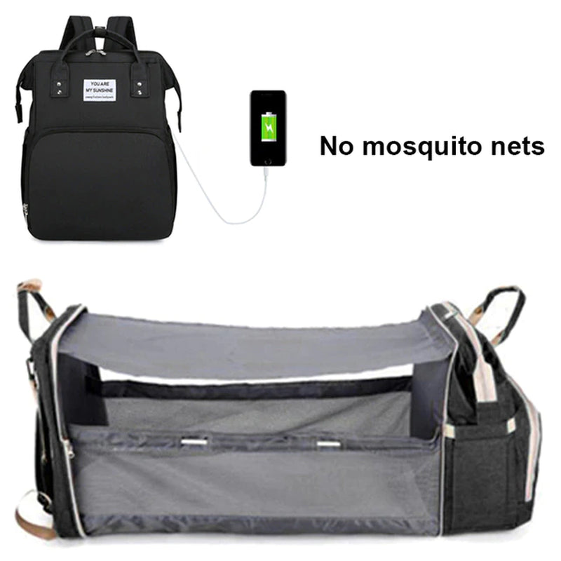 Folding Mommy Bag Lightweight Portable Folding Crib Bed Large-Capacity Baby Backpack Female Mommy Outting Bag Mummy Bag